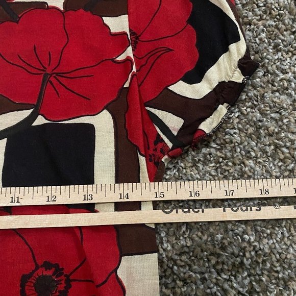 Shana K Womens Beaded Blouse Extra Large Red Floral Cap Sleeve V-neck Bodycon - Picture 8 of 12